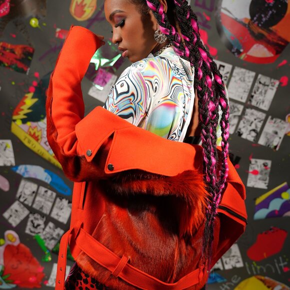 MSGM Red Wool Biker Jacket – Italian Designer Statement Coat – Size US Small - Picture 3 of 13